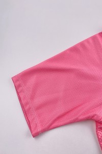 Custom Pink Short Sleeve Cycling Shirt Design Elastic Hem Moisture Wicking Cycling Shirt Cycling Shirt Supplier SKCSCP013 back view